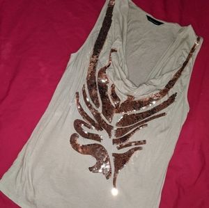 MODA International Draped Sequins Palm Leaf Blouse